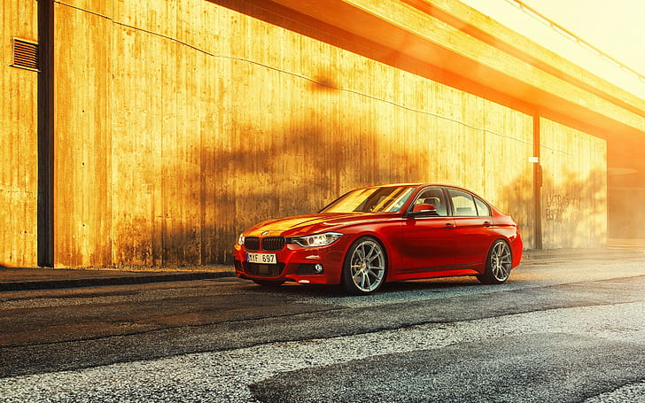 BMW, 3 Series, Sedan, F30, 335i, Red, front, HD wallpaper