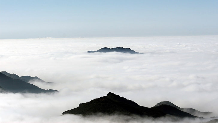 sea of clouds, landscape, skyscape, mountains, beauty in nature