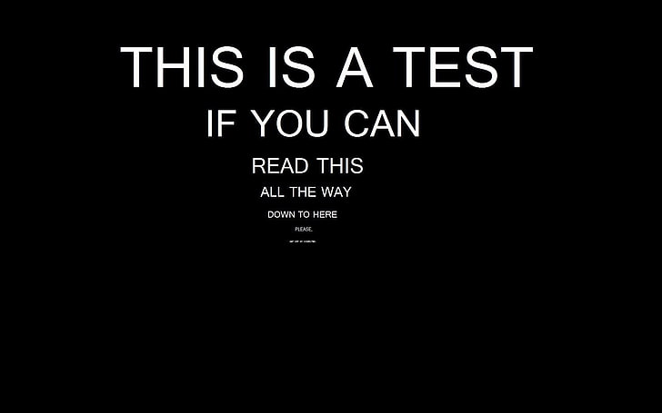this is a test text, typography, minimalism, digital art, black background, HD wallpaper
