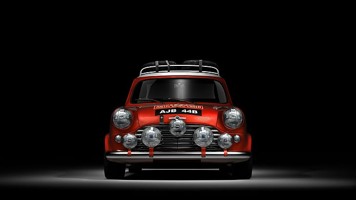 Car, Red Cars, Mini Cooper, Sports Car, Black Background, Rallye, HD wallpaper
