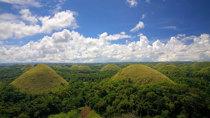 Chocolate Hills, Bohol, nature, landscape, forest, mountains