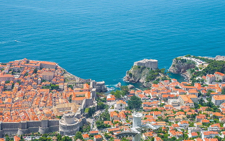 sea, coast, building, panorama, Croatia, Dubrovnik, The Adriatic sea, HD wallpaper