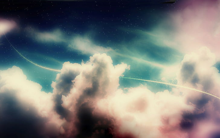 digital art, space art, clouds, stars, sky