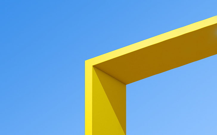 colorful, yellow, blue, architecture, abstract, 3D Abstract, HD wallpaper