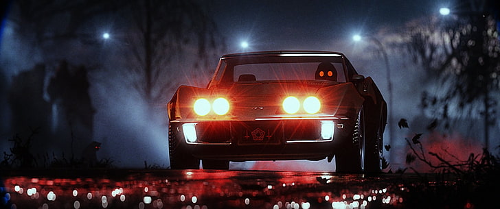 Chevrolet Corvette Stingray, Retro style, night, red eyes, Turbo Killer
