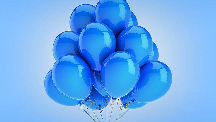 blue balloons illustration, cyan, simple, no people, studio shot