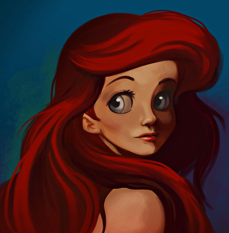 Walt Disney's My Little Mermaid Princess Ariel painting, eyes, HD wallpaper