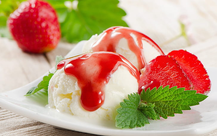 Strawberry Ice Cream, mint, HD wallpaper