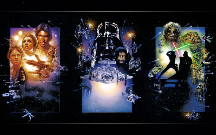 Star Wars, Chewbacca, Darth Vader, Han Solo, Jabba the Hutt, HD wallpaper