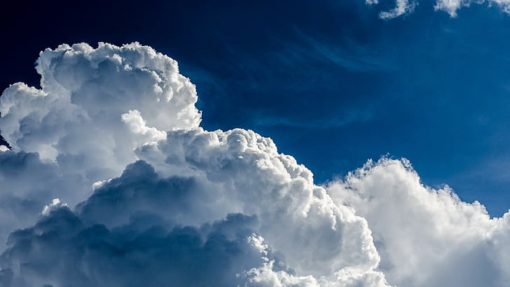 white clouds, sky, cloud - sky, cloudscape, blue, white color, HD wallpaper