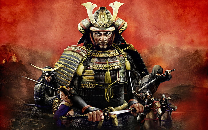 Samurai illustration, Total War: Shogun 2, warrior, video games, HD wallpaper