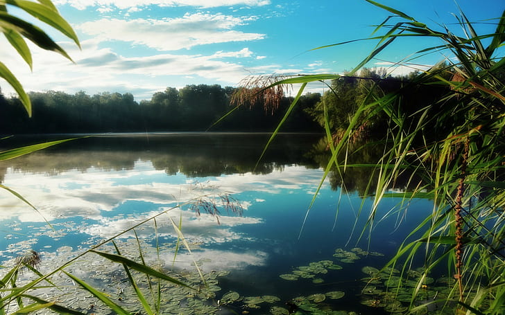 lake, nature, landscape, water, sky, HD wallpaper