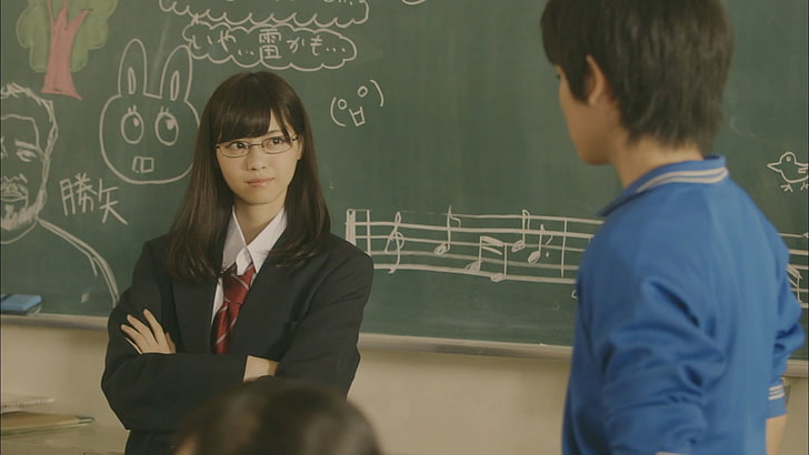 Nogizaka46, women, Asian, Japanese, blackboard, communication