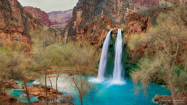Havasu Falls, Supai, Arizona, Waterfalls, HD wallpaper