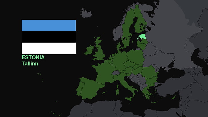 Estonia, Europe, flag, map, communication, no people, world map