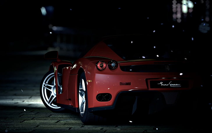 red Ferrari coupe, sports car, mode of transportation, land vehicle