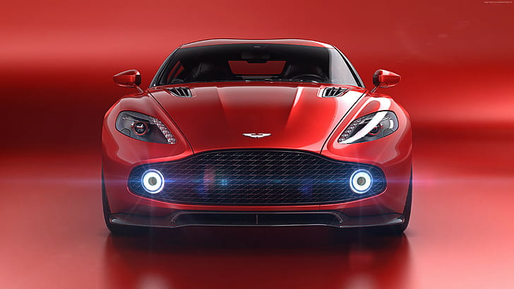 supercar, Aston Martin Vanquish Zagato, red, HD wallpaper