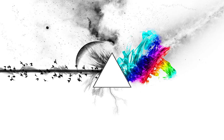 triangle and flock of bird digital wallpaper, Band (Music), Pink Floyd