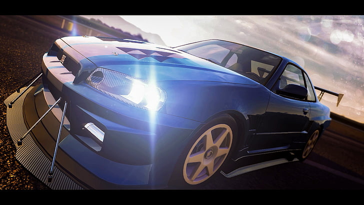 blue Nissan GT-R coupe, car, The Crew, blue cars, Nissan Skyline GT-R R34, HD wallpaper
