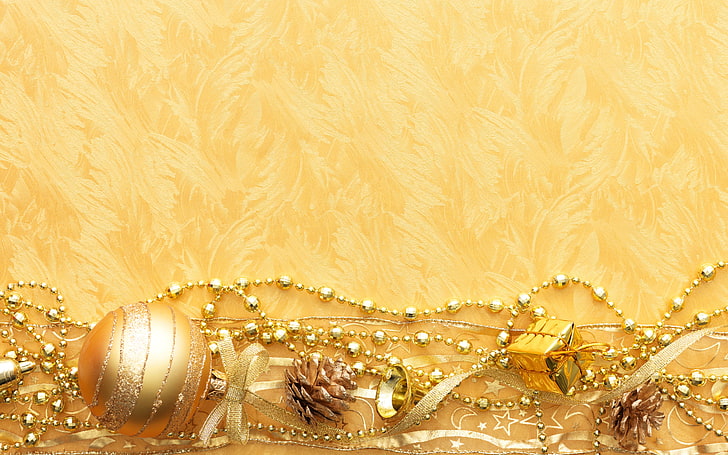 HD wallpaper: gold and silver-colored wallpaper, toys, new year, bumps,  ribbons | Wallpaper Flare