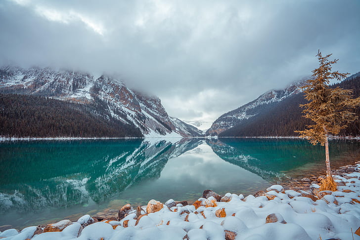 Lakes, Lake Louise, Winter, HD wallpaper