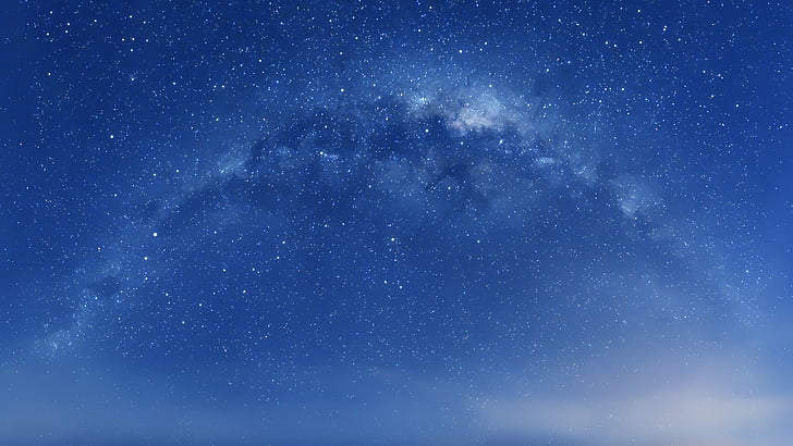 Starry sky, Milky Way, Mac OS X, Stock, Stars, Blue sky, HD, HD wallpaper