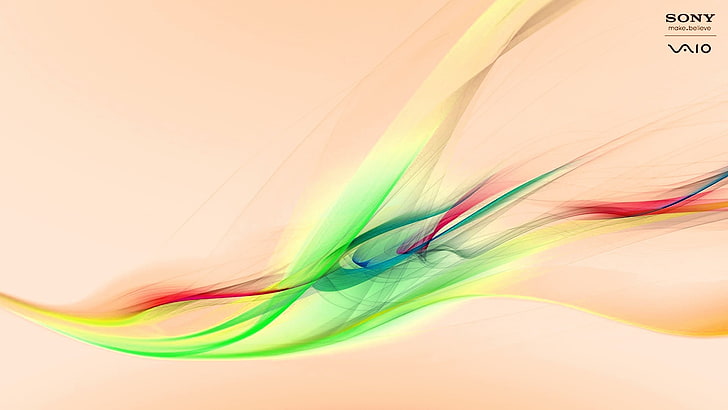Sony Vaio wallpaper, digital art, colorful, waveforms, multi colored