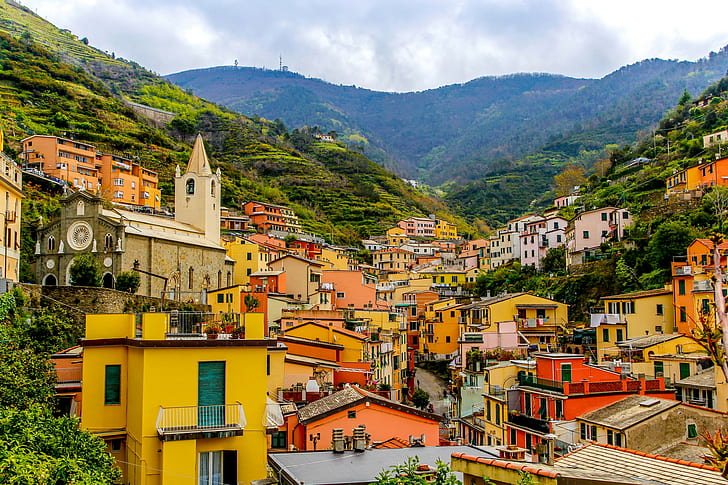 Cinque Terre, Italy, landscape, mountains, hd, home, best, the slopes, HD wallpaper