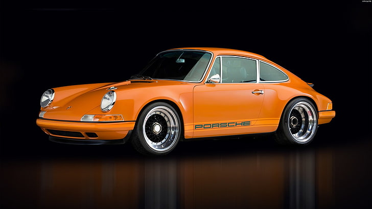 orange Porsche coupe, Porsche 911, car, Stinger, orange cars