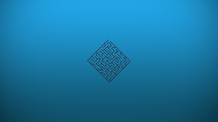 cube maze illustration, artwork, blue background, indoors, single object, HD wallpaper