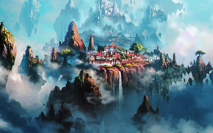 HD wallpaper: cloud, town, fantasy, anime, liang, xing, illustration, art |  Wallpaper Flare