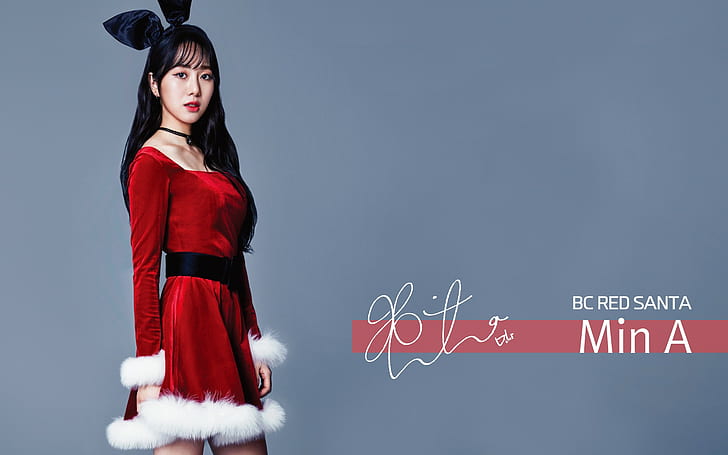 AOA, Christmas, K-pop, Min A, women, HD wallpaper