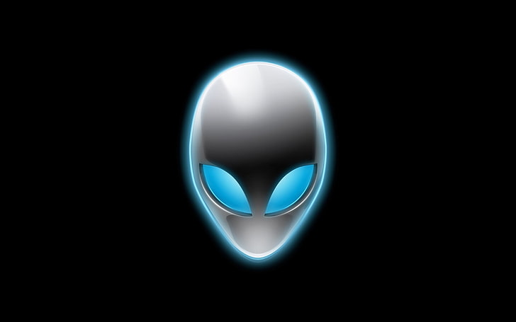 Alienware logo, black background, the head of the alien, symbol, HD wallpaper