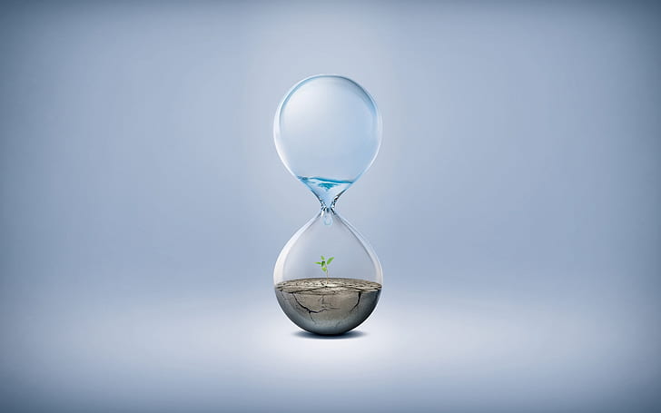 Save Water, glass hour, hourglass