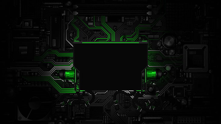 green circuit board digital wallpaper, technology, digital art, HD wallpaper