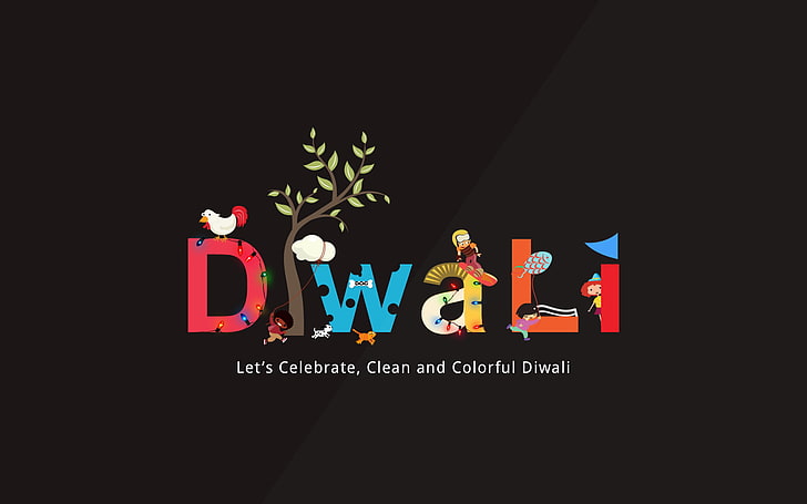 Happy Diwali, text, western script, communication, illuminated, HD wallpaper
