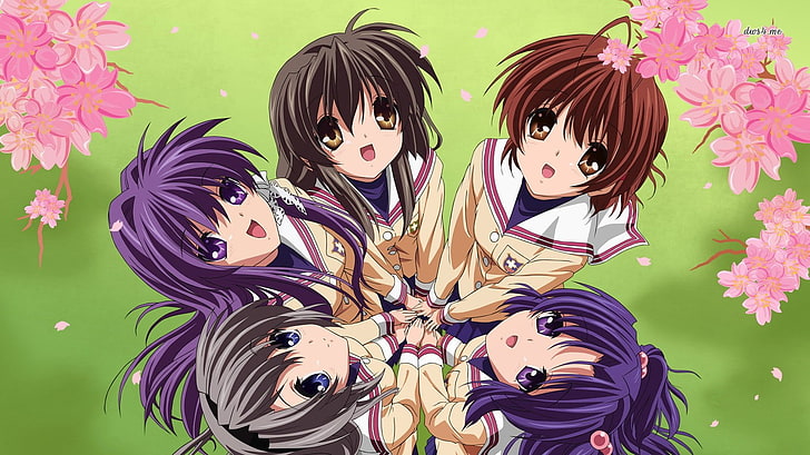 Clannad, Fujibayashi Kyou, Fujibayashi Ryou, Ibuki Fuko, Sakagami Tomoyo, HD wallpaper