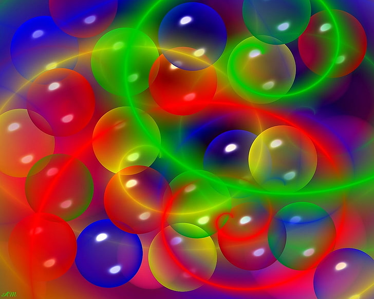 sphere, colorful, bubbles, digital art, multi colored, large group of objects, HD wallpaper