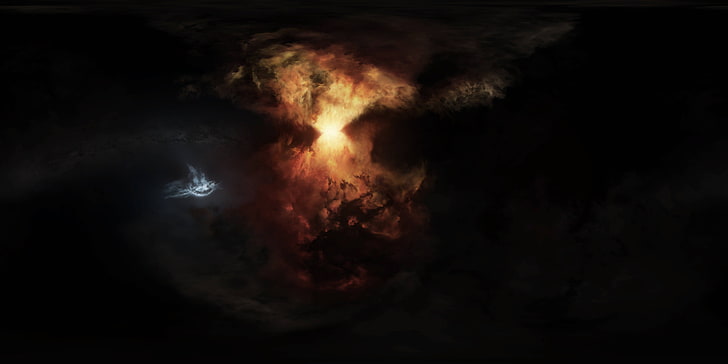 space, EVE Online, video games, night, burning, nature, sky