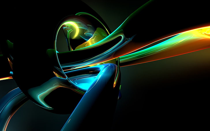 black and green bluetooth headset, abstract, CGI, shapes, colorful, HD wallpaper
