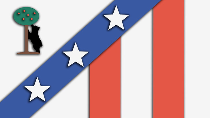 blue and red flag, Atletico Madrid, soccer, soccer clubs, sport