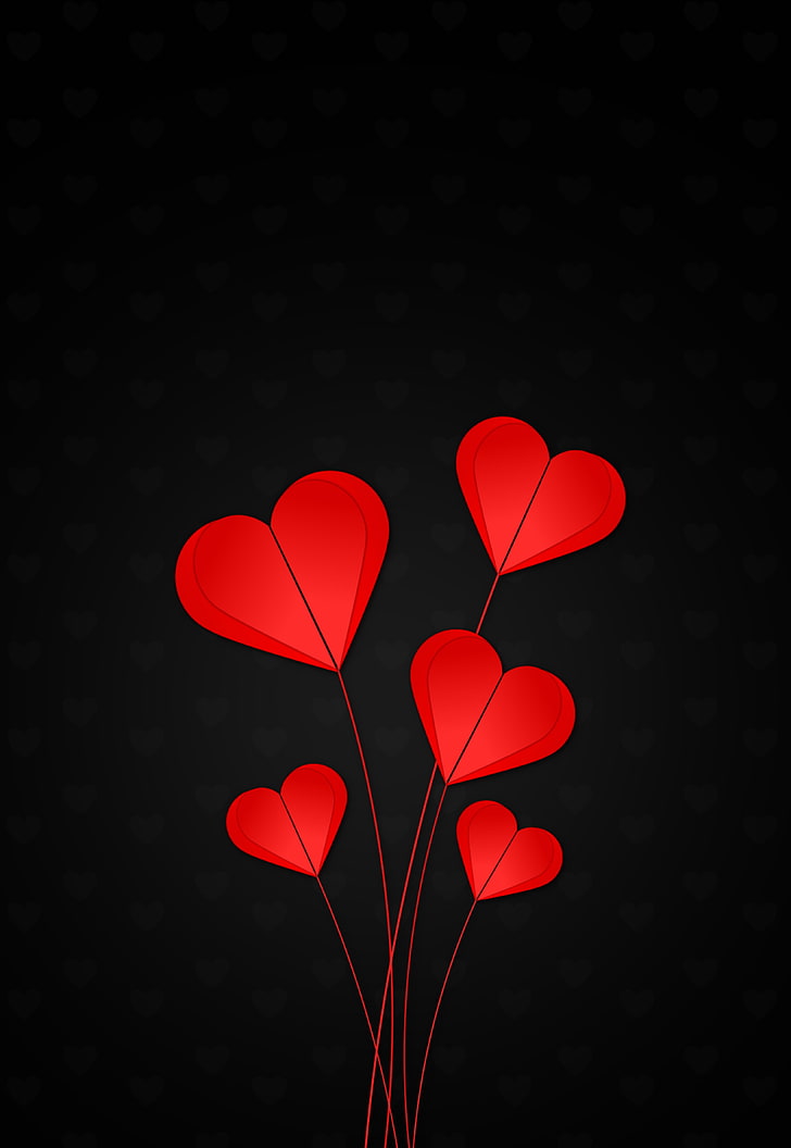 HD wallpaper: red hearts illustration, black background, love, heart Shape  | Wallpaper Flare