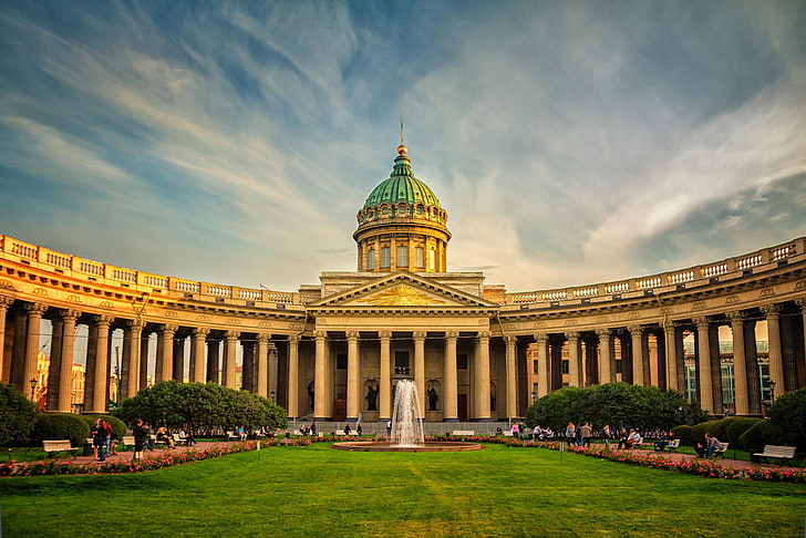 brown and teal building, Peter, Saint Petersburg, Kazan Cathedral, HD wallpaper