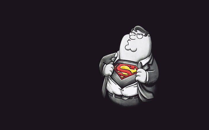the dark background, Superman, Family Guy, Peter Griffin, HD wallpaper