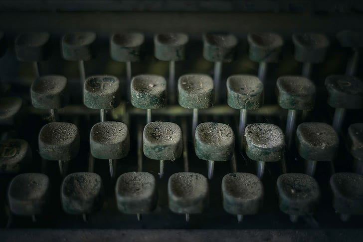 dust, macro, typewriters