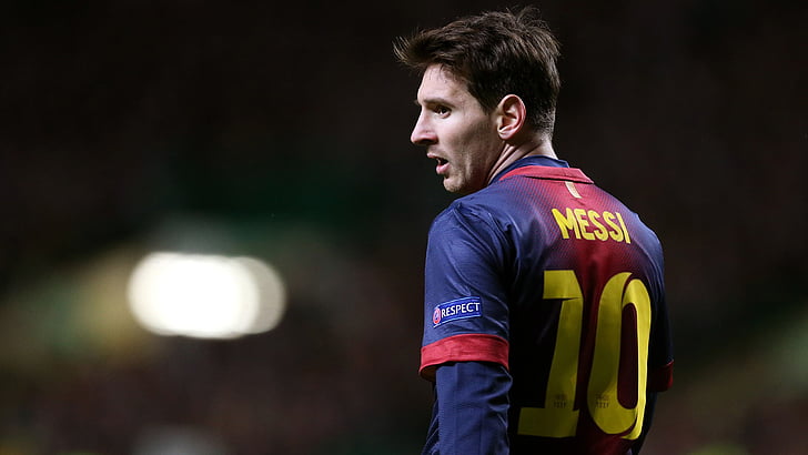 selective focus photography of Messi soccer player, Lionel Messi, HD wallpaper