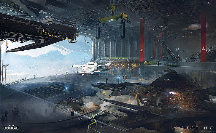 game scene, Destiny (video game), science fiction, planet, futuristic