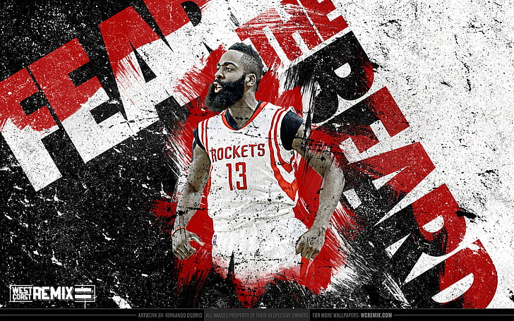 Basketball, James Harden, red, sign, communication, white color, HD wallpaper