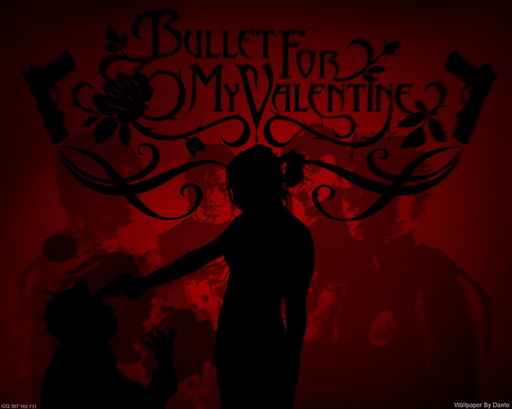 bullet for my valentine, silhouette, red, one person, illuminated, HD wallpaper