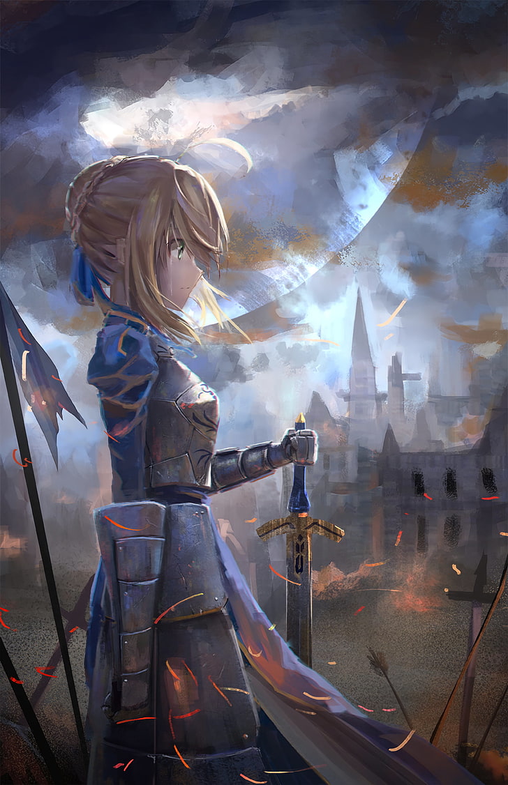 woman in blue armor anime wallpaper, anime girls, Fate/Zero, Fate/Stay Night